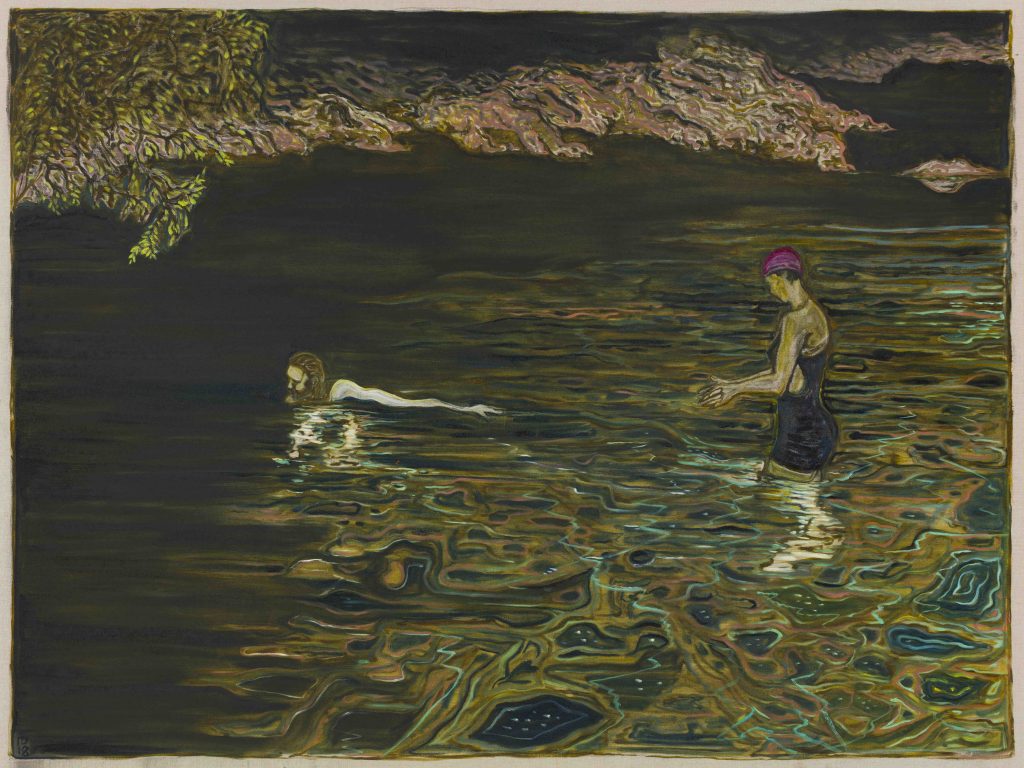 Billy Childish swimmer, 2018 Oil and charcoal on linen 183 x 244 cm
