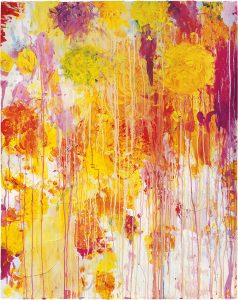 Cy Twombly, Untitled, 2001, acrylic, wax crayon, and cut-and-pasted paper on paper, 48 7/8 × 39 inches (124 × 99 cm) © Cy Twombly Foundation. Photo by Rob McKeever