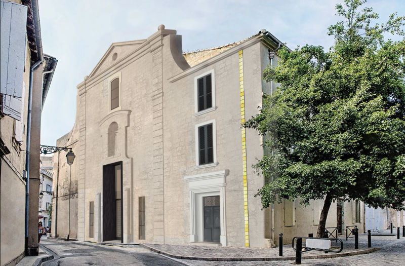 Exterior of Fonds Bustamante in the restored Église Sainte-Croix, Arles