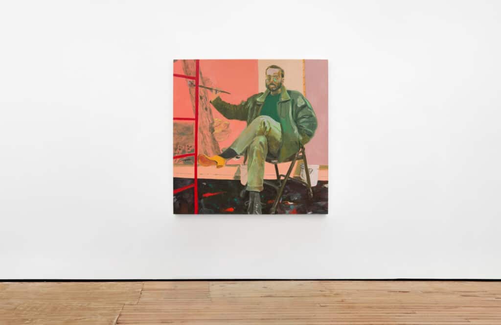 Self-portrait with ladder (for Joan Brown & Francis Bacon), 2021. Courtesy of the Artist and Lyles & King gallery.