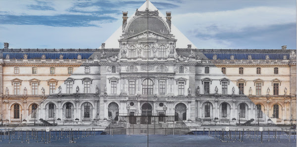 JR at the Louvre, La Pyramide, 2016, 2 color photographs. 100 × 100 cm | 39 3/8 × 39 3/8 in. Photo: Claire Dorn. Courtesy the Artist and Perrotin. ©Claire Dorn, © JR-art.net 