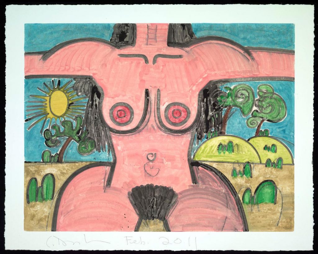 CARROLL DUNHAM "UNTITLED" 2011 monotype, water colour and pencil on Lanaquarelle
