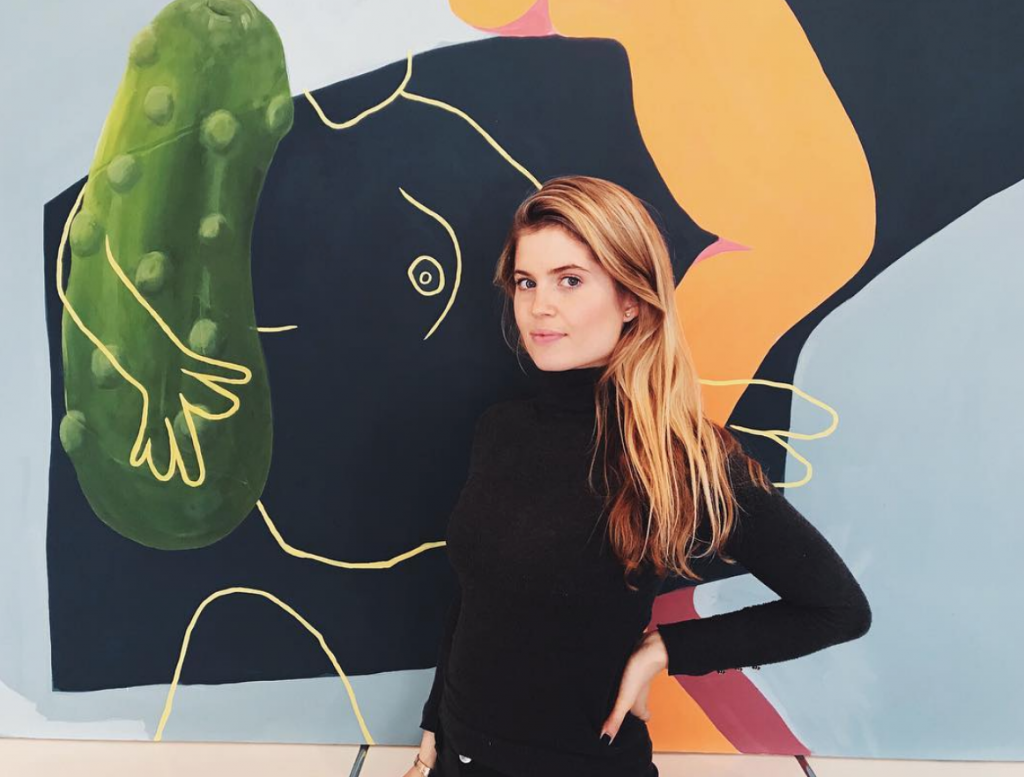  Founder & CEO Katharina Wenzel-Vollenbroich in front of a work by Billy Parker available on ARTPIQ, student at Slade School, London