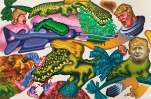 Peter Saul, Donald Trump in Florida, 2017, Acrylic on canvas, 198,1 x 304,8 cm, 78 x 120 inches / Courtesy of the Artist and Hall Art Foundation. FAD MAGAZINE