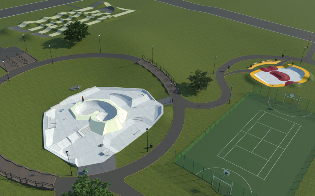 Everton Park Wheels Park, digital rendering, image courtesy of Koo Jeong A x Wheelscape Skateparks 