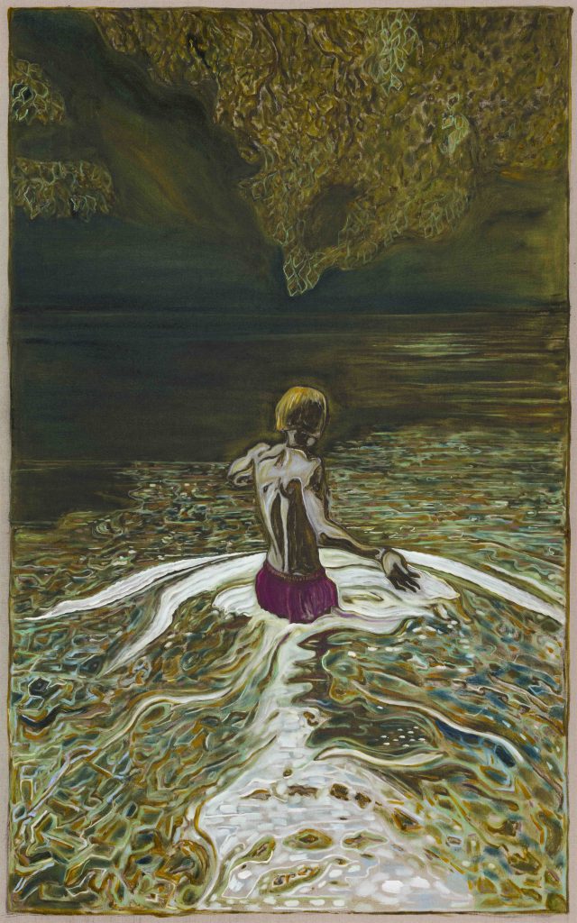 Billy Childish wading out, 2017 Oil and charcoal on linen 244 x 152.5 cm