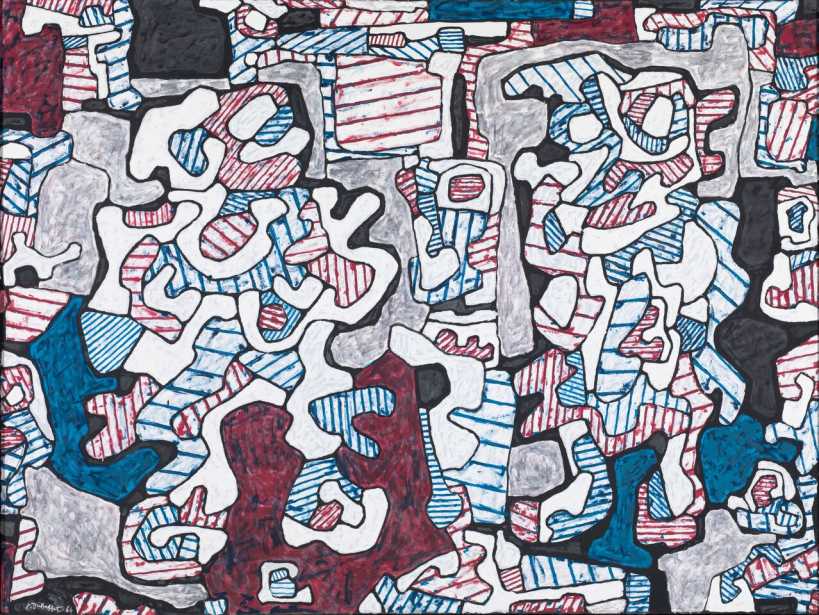 Main leste et rescousse (Nimble Free Hand to the Rescue),” December 6, 1964, Jean Dubuffet Vinyl paint on canvas 149.9 x 200.7 cm / 59 x 79 in (Tate: Presented by Galerie Beyeler, Basel, and Galerie Jeanne Bucher, Paris 1966 © ADAGP, Paris and DACS, London 2018)